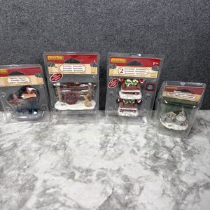 LOT of 4 Lemax Figures - NEW Christmas Candy Cane Raccoon Rabbit Costume Lumber